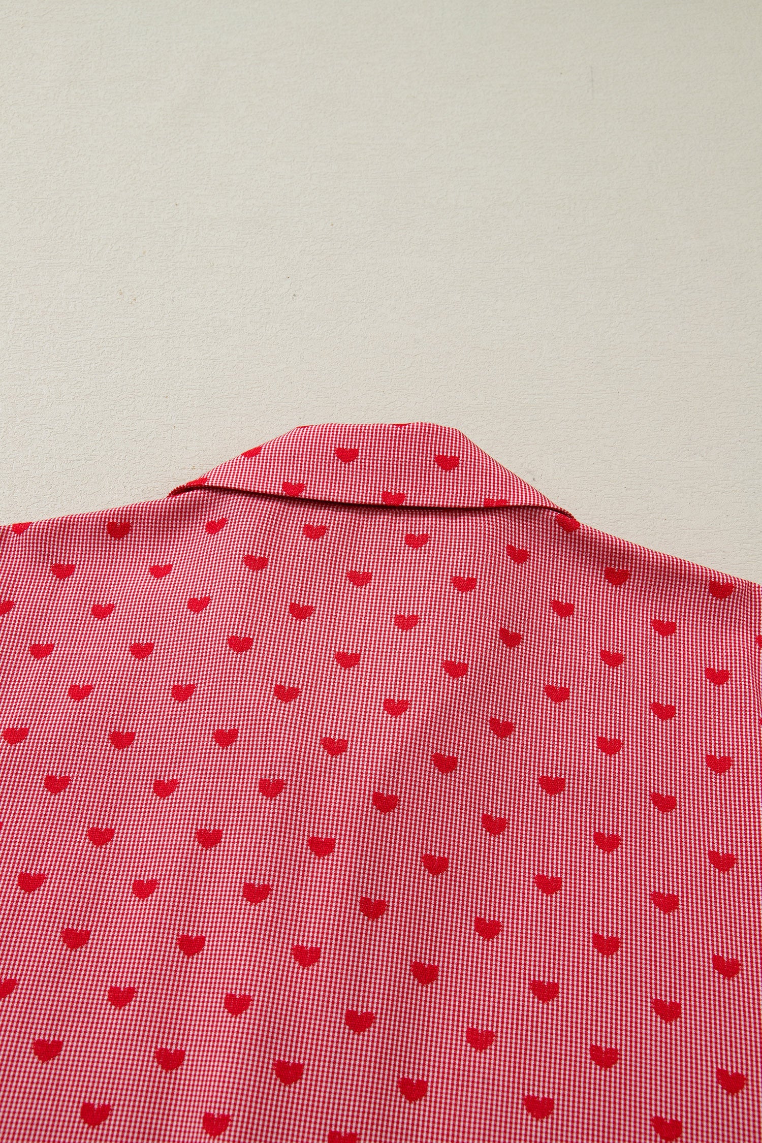 Shape Print Heart Print Half Sleeve Loose Valentine Shirt
