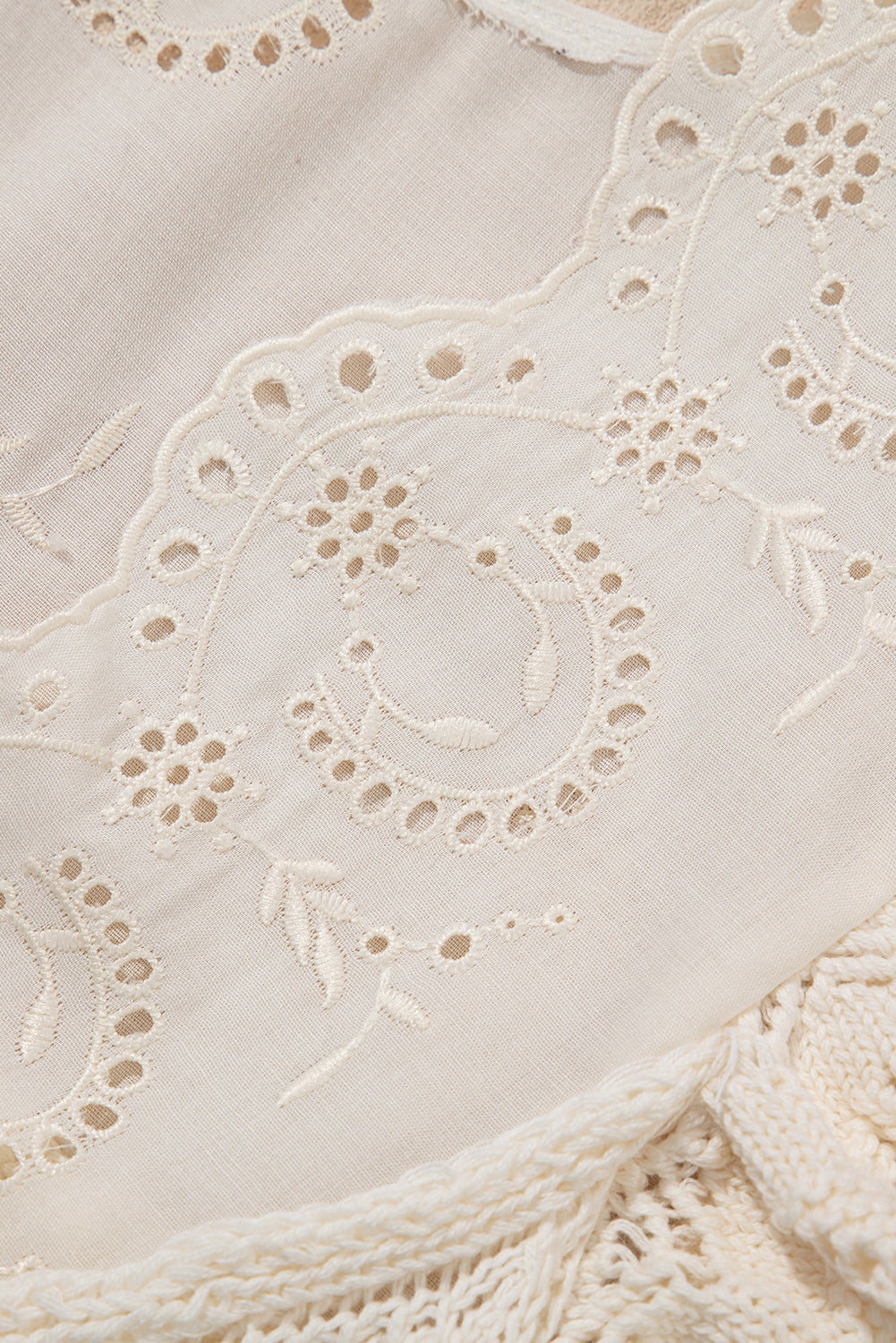 Chic Crochet Embroidered Lace Ruffle Tank Top