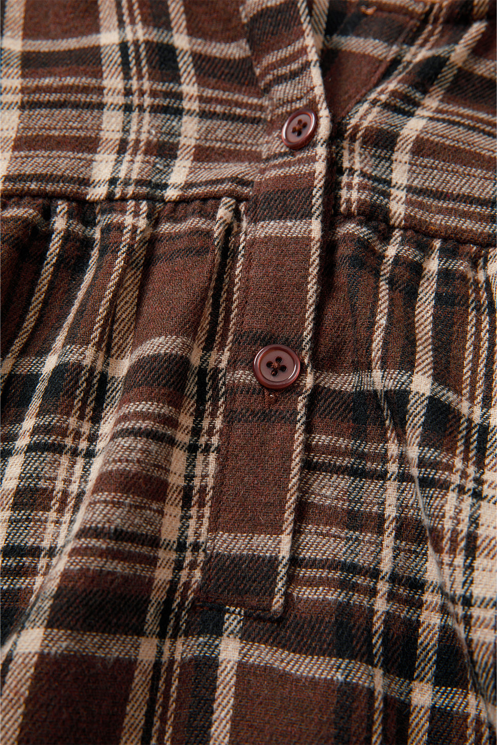 Long-Sleeved Plaid Patchwork Button Hooded Blouse