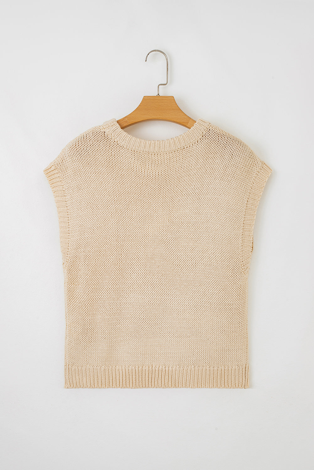 Applique Cap Bowknot Cap Sleeve Knit Top