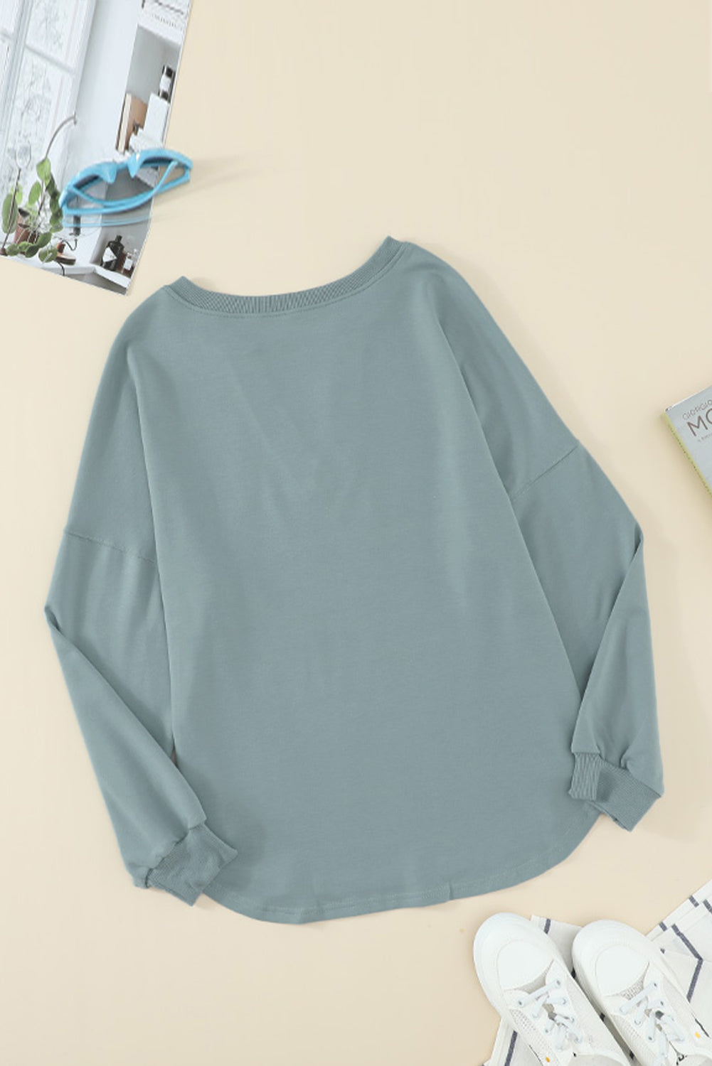 Women's Top Featuring Cotton Relaxed Fit Green Button-Front V Neck