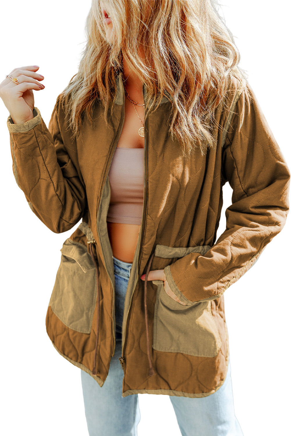 Women's Drawcord Stitching Quilted Jacket