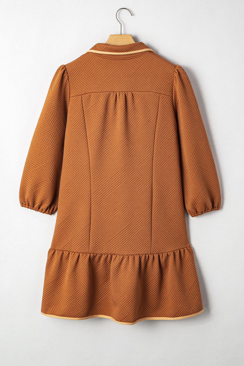 Quarter Bracelet Zip Collar Sleeve Textured Mini Dress