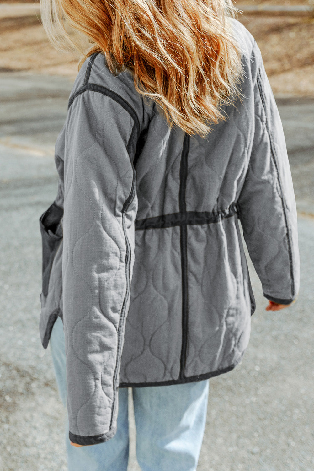 Women's Stitching Quilted Drawcord Jacket