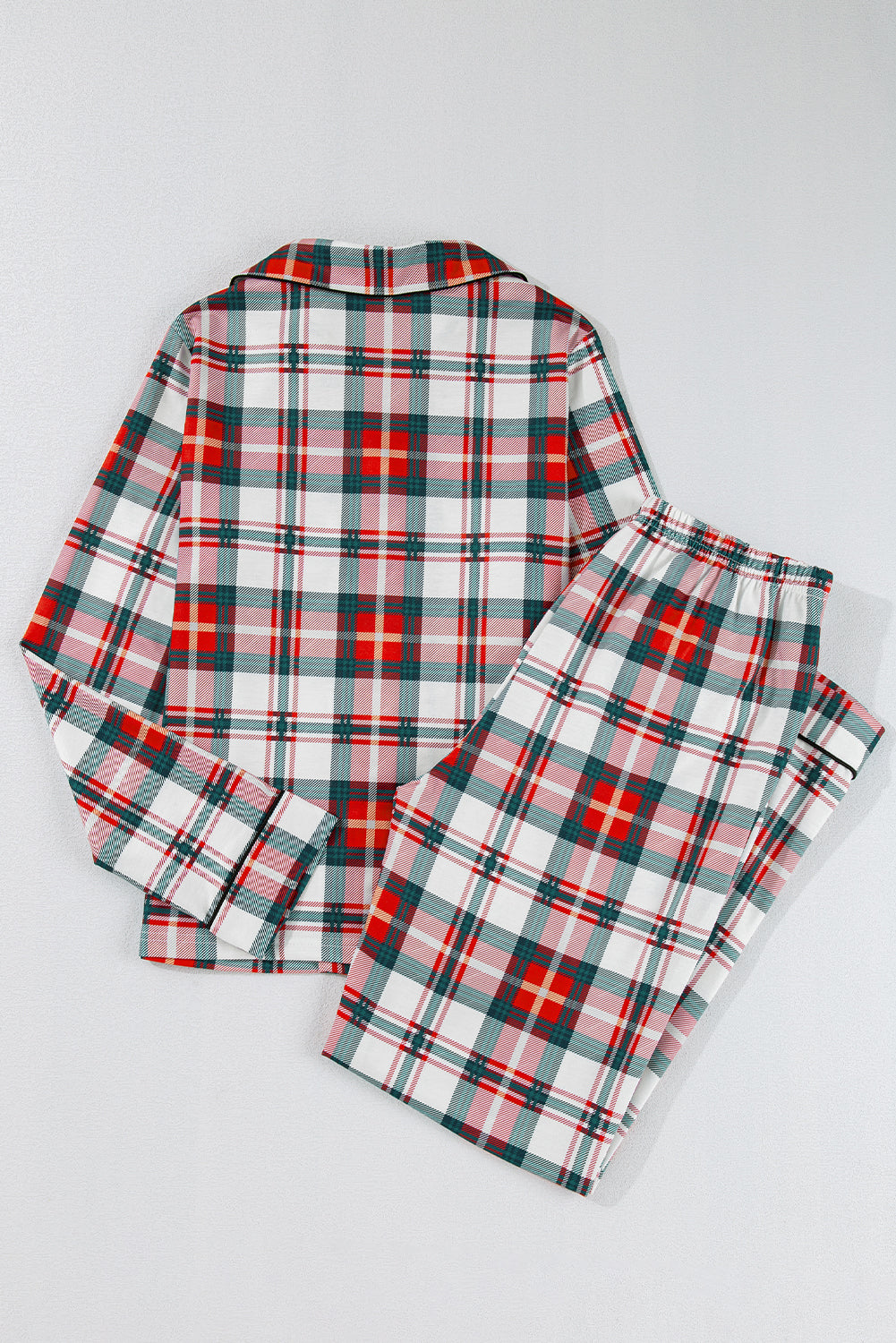 Christmas Plaid Print 2-Piece Long-Sleeved Pajamas Set