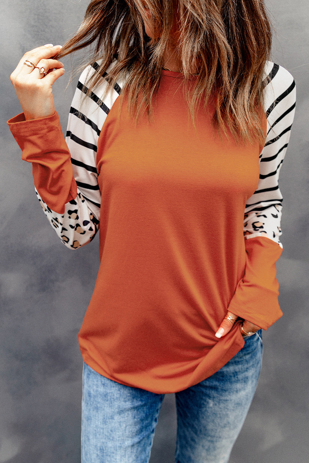 Women's Top Featuring Long-Sleeve Striped Color-Block