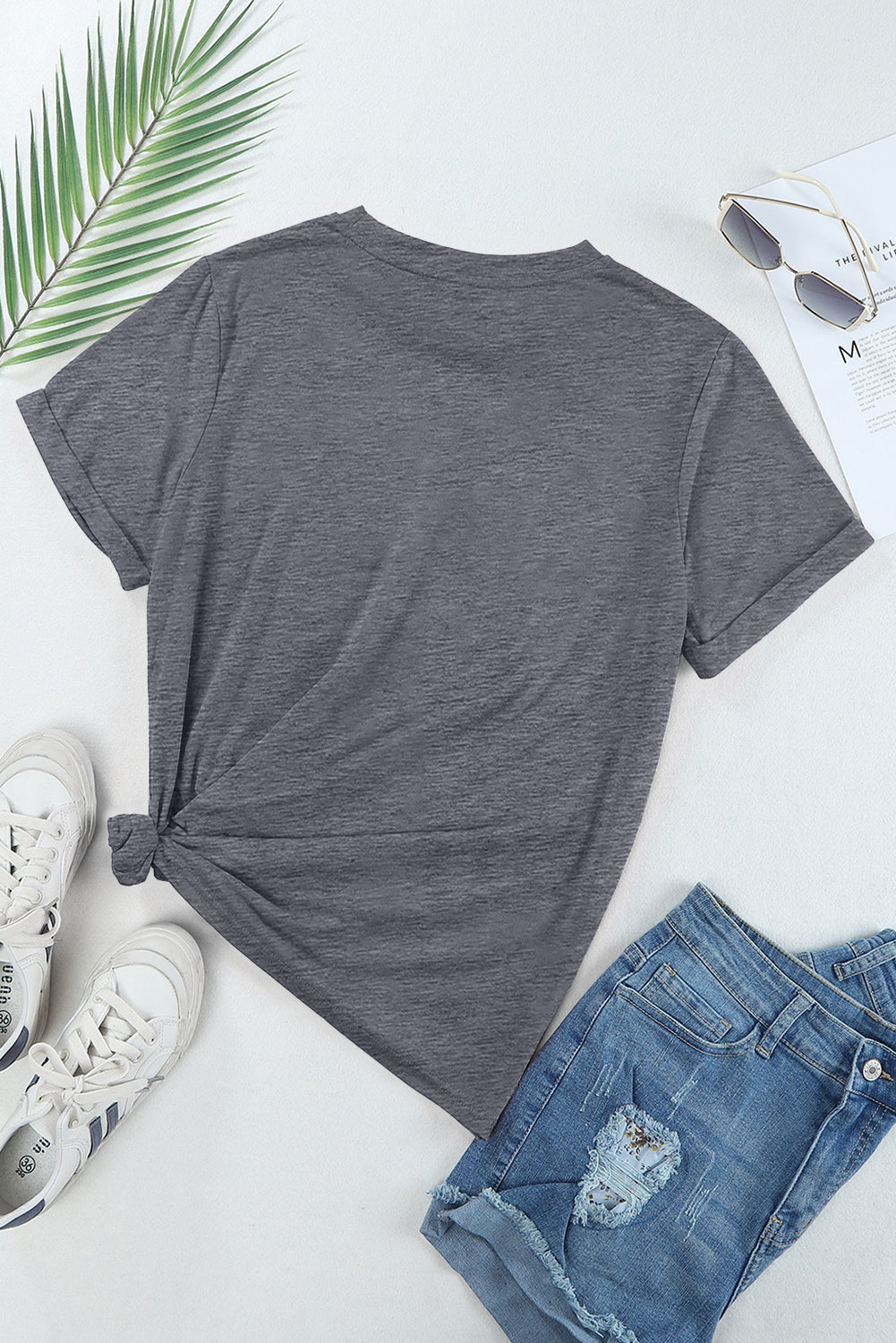Tee for Women Everyday Plain Crew Neck Modern Wardrobe Pick