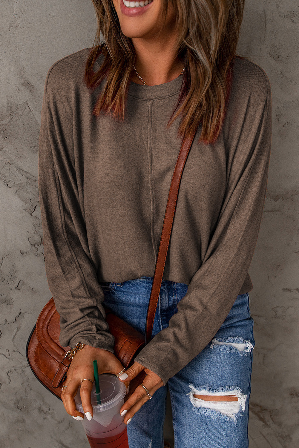 Women's Top with Fiery Solid Long-Sleeve