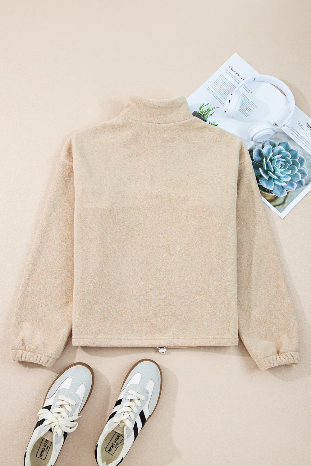 Fleece Zip Colorblock Patchwork Neck Pullover Sweatshirt