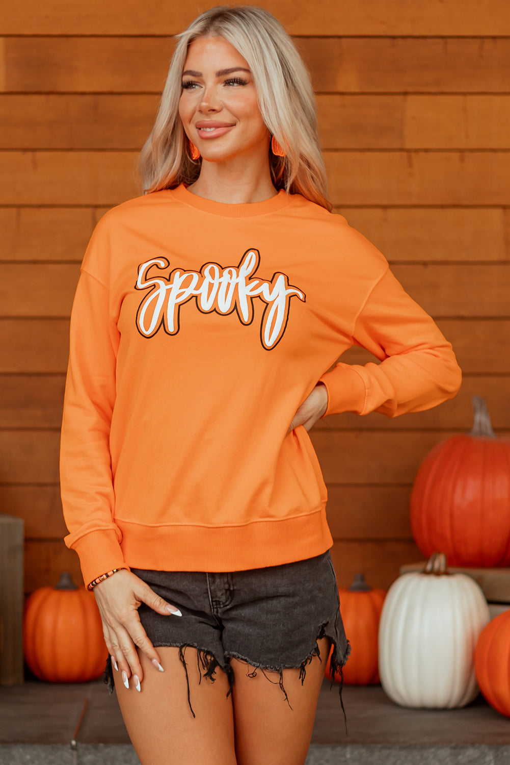 Spooky Graphic Halloween Crew-Neck Holiday Sweatshirt