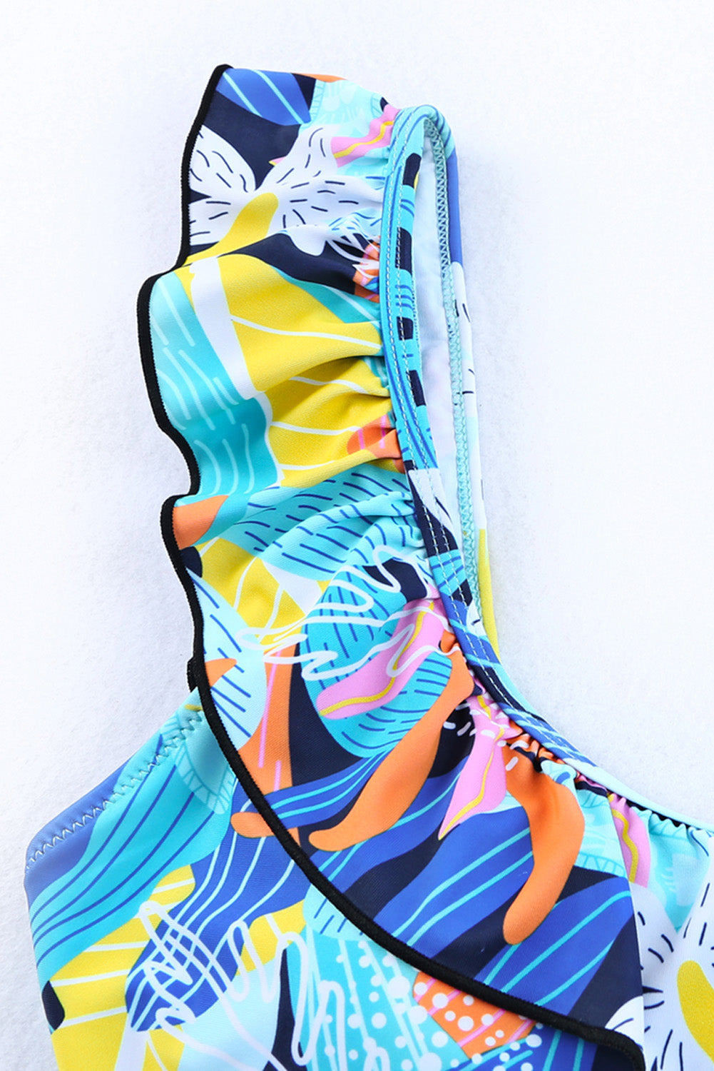 Women's Swimsuit with High-Rise Ruffle-Trimmed Tie