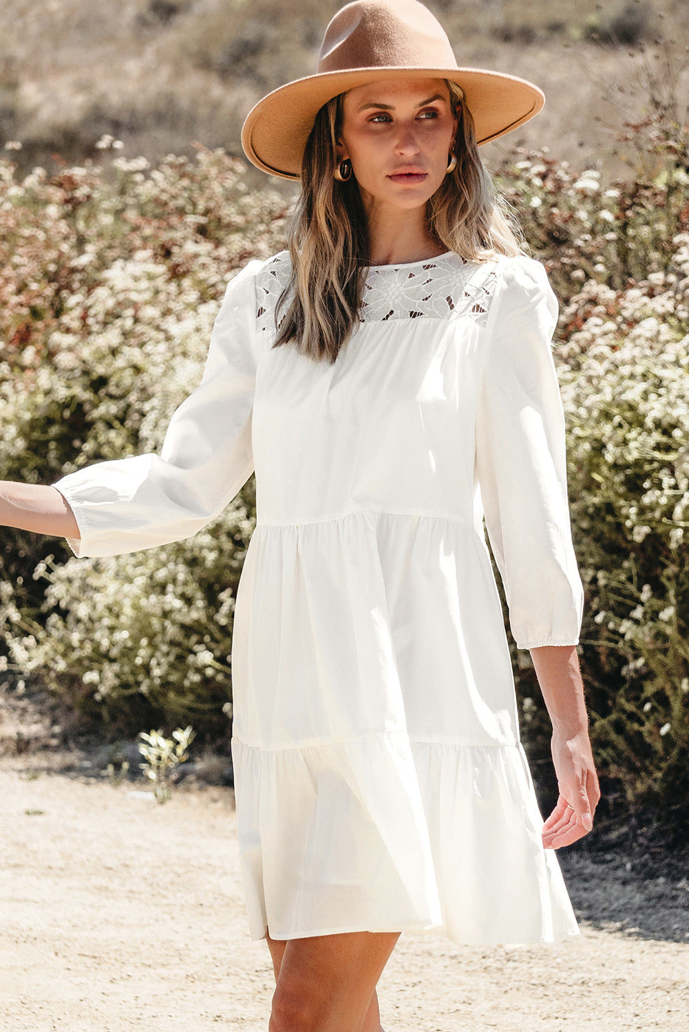 Women's Lace-Trimmed Bracelet Layered Mini Dress