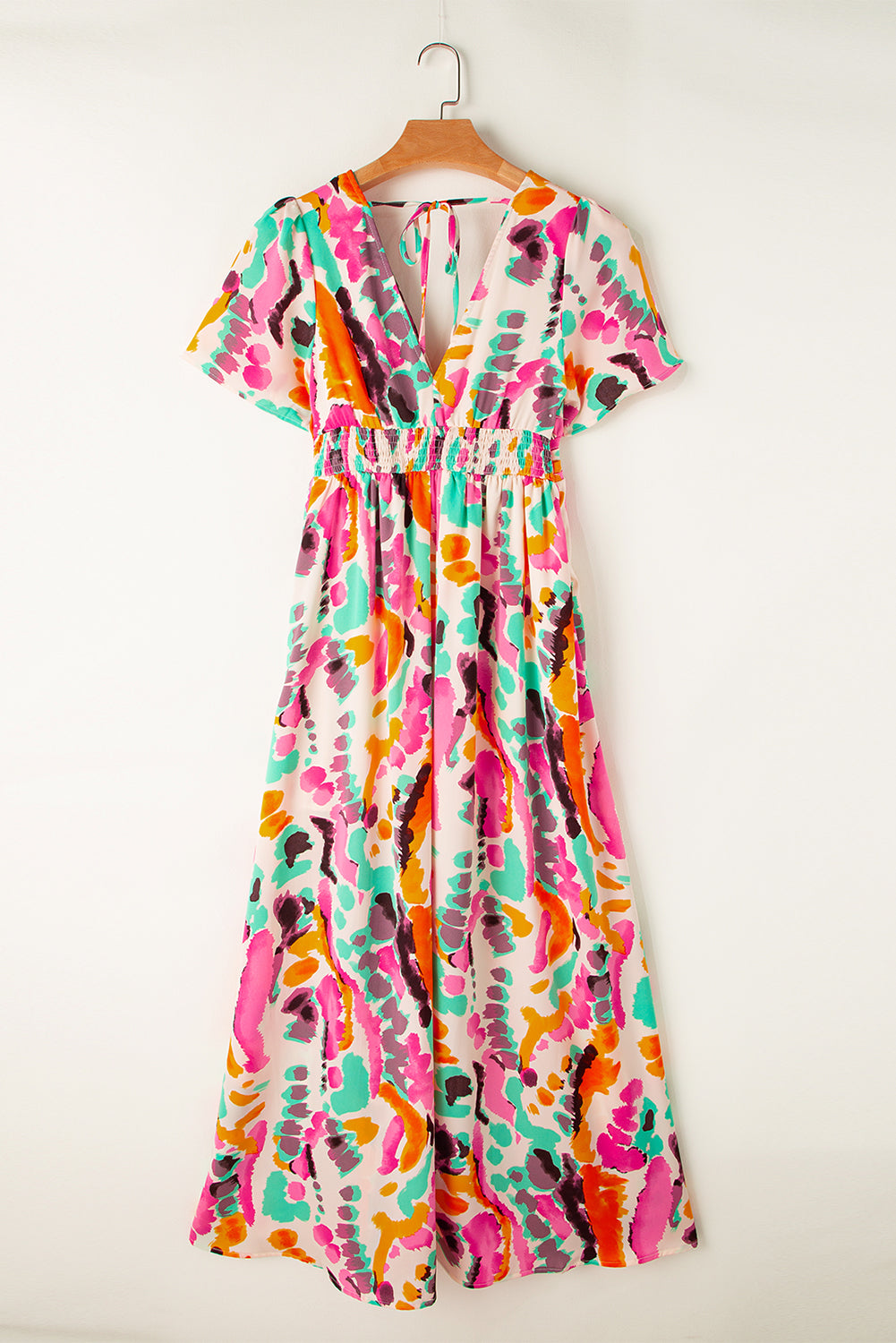 Women's Maxi Dress Featuring Tie-dye V Neck Bohemian