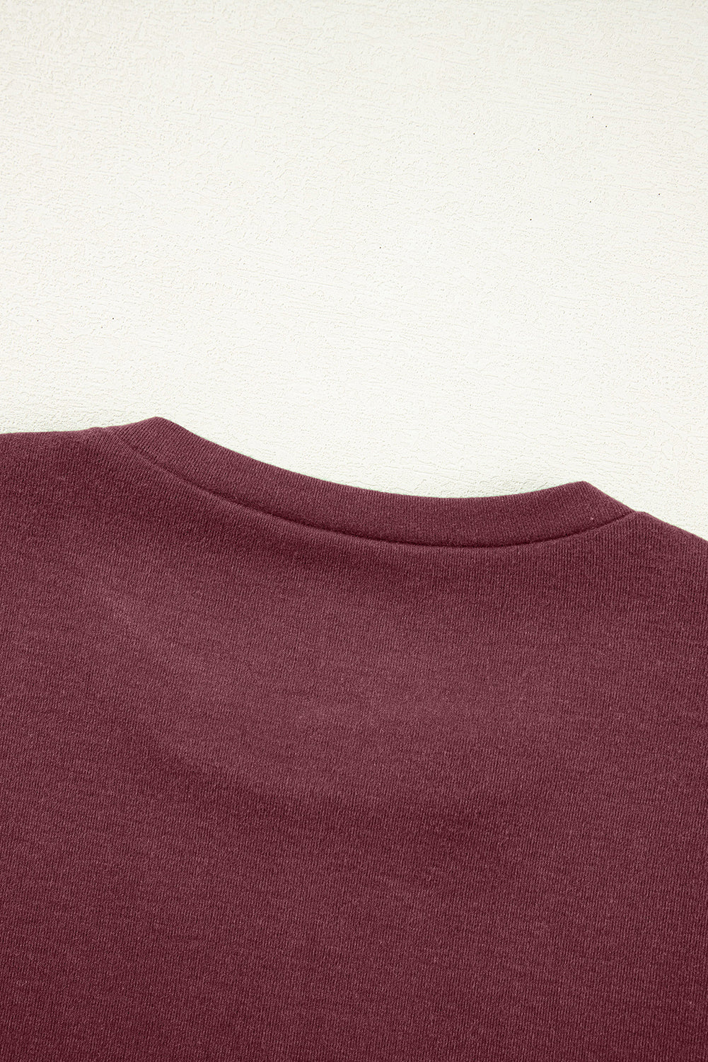Exposed Seam Crew-Neck Long-Sleeved Top in Red