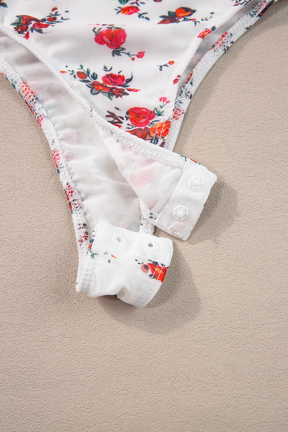 Women's Bodysuit Featuring Floral-Print V Cut Frill-Trimmed Trim Straps