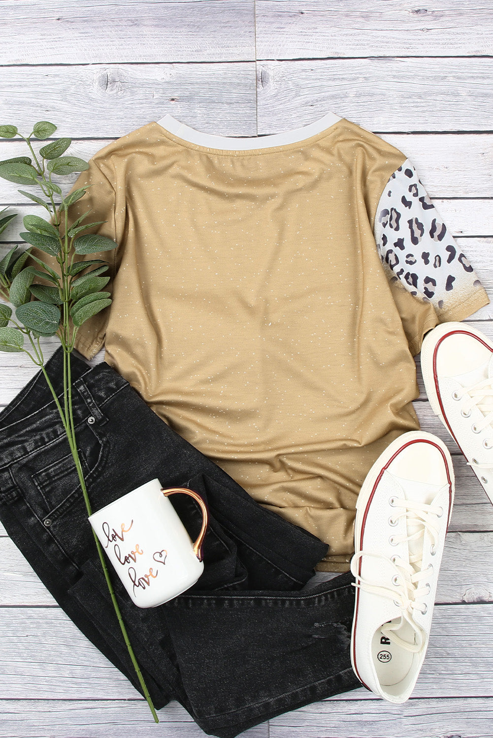 T Shirt for Women Bleached Crew Neck