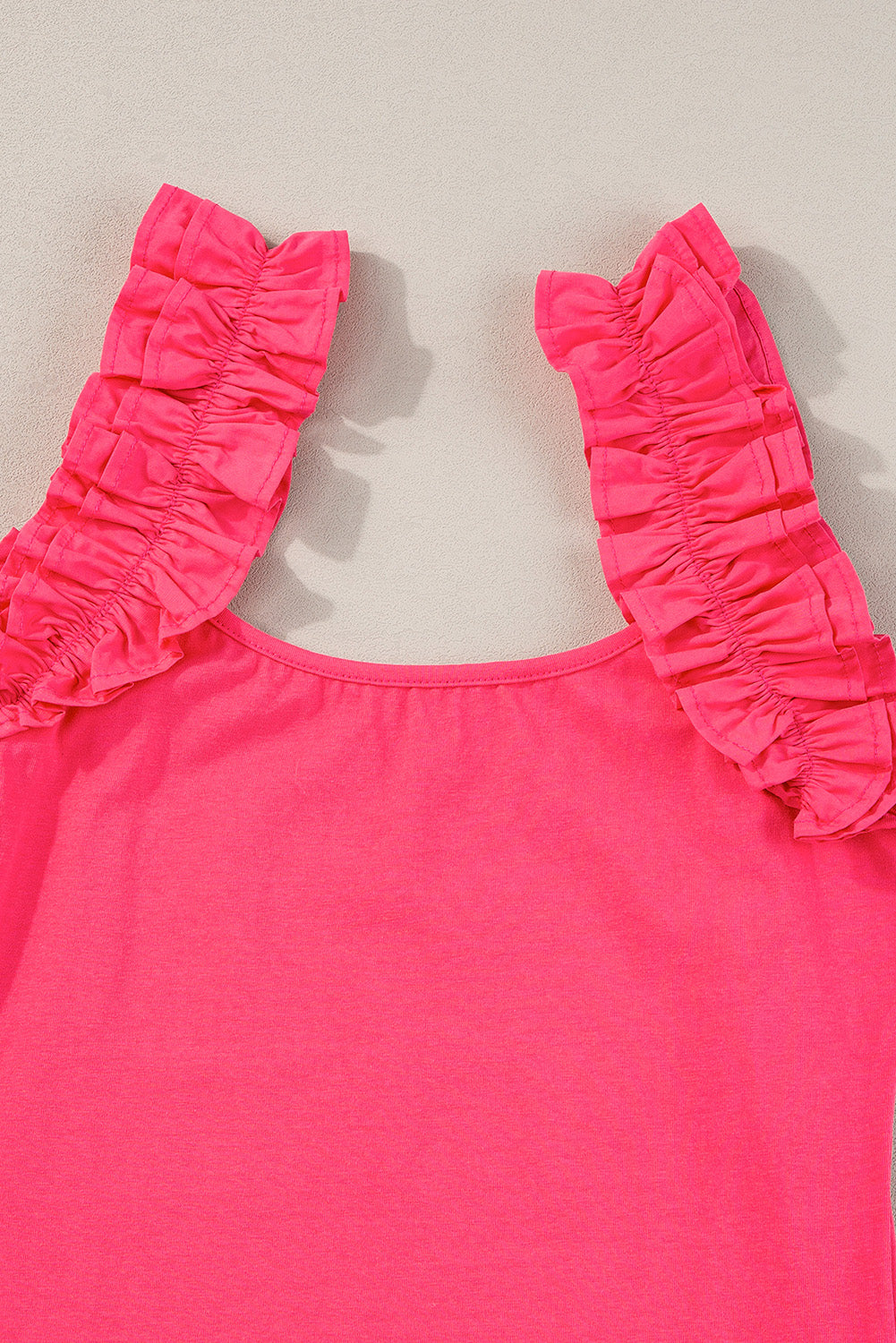 Women's Tank Top with Slim Ruffle-Trimmed Wide Straps