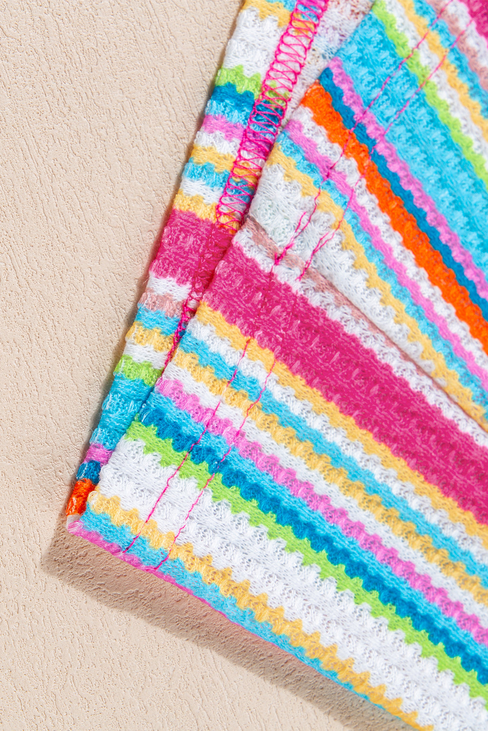 Women's Tank Top Featuring Rainbow Knitted Button