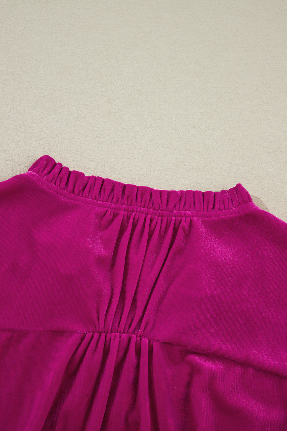 Plus Size Ruffled Sleeve V Neck Velvet Blouse