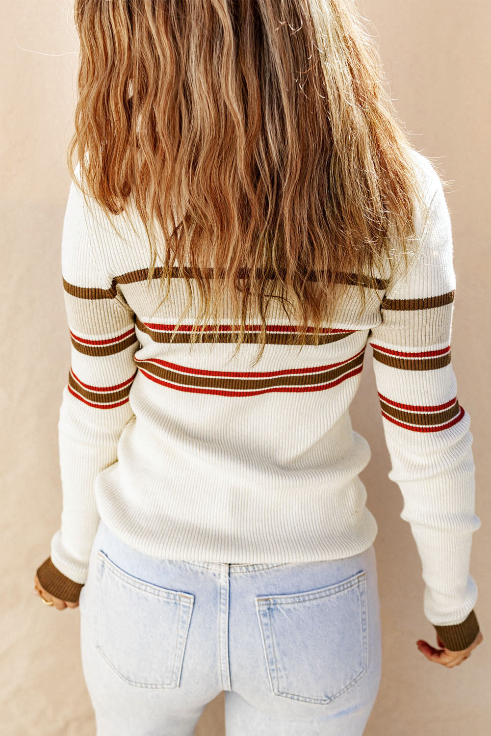Sweater for Women Rib Knitted Henley