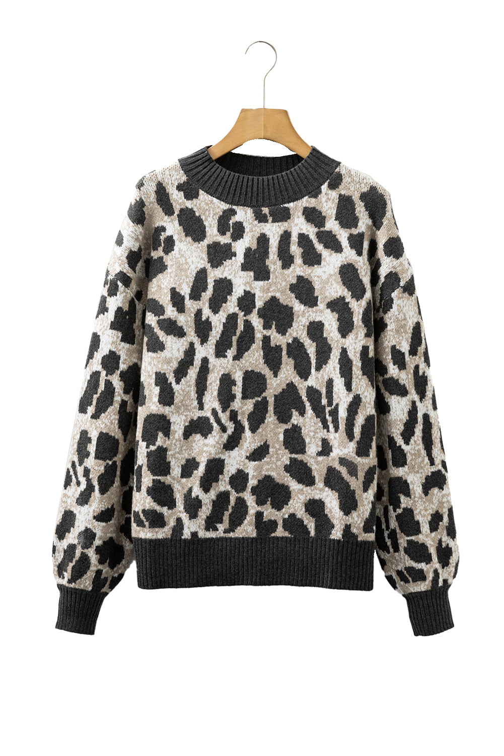 Leopard Drop-Shoulder Baggy Knit Top