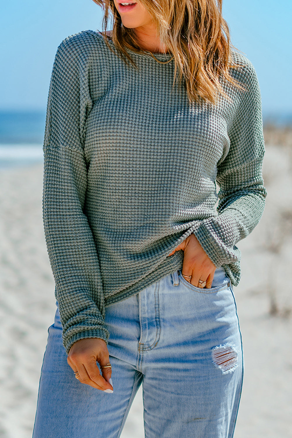 Women's Top Featuring Knitted Dropped-Shoulder