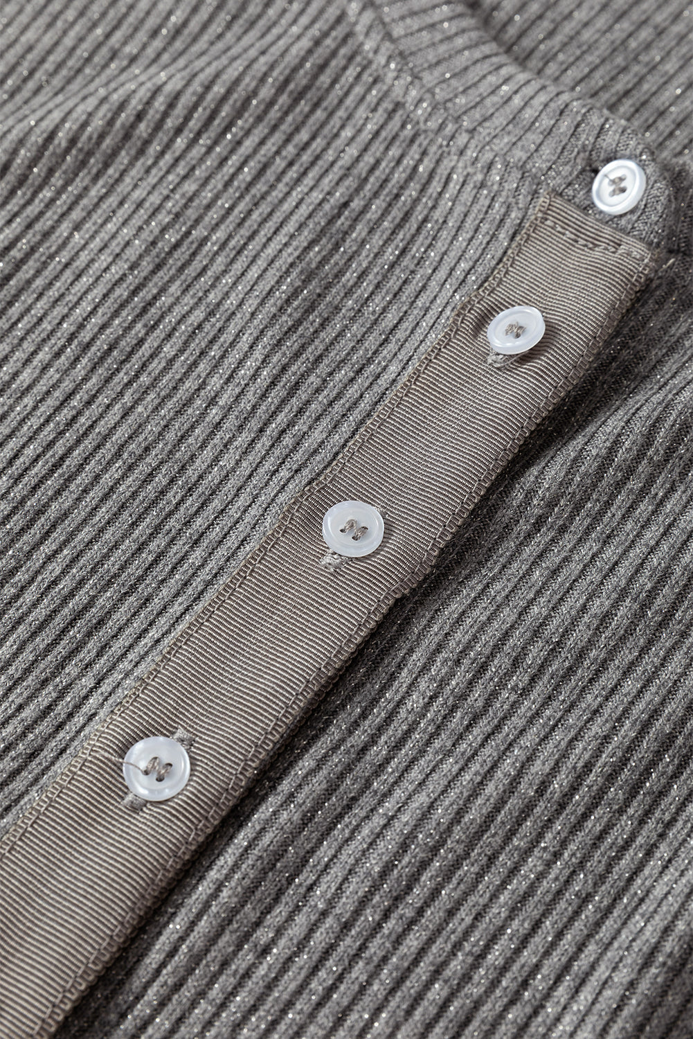 Knit Button Rib-Knit Button Down Slim Cardigan in Sleet