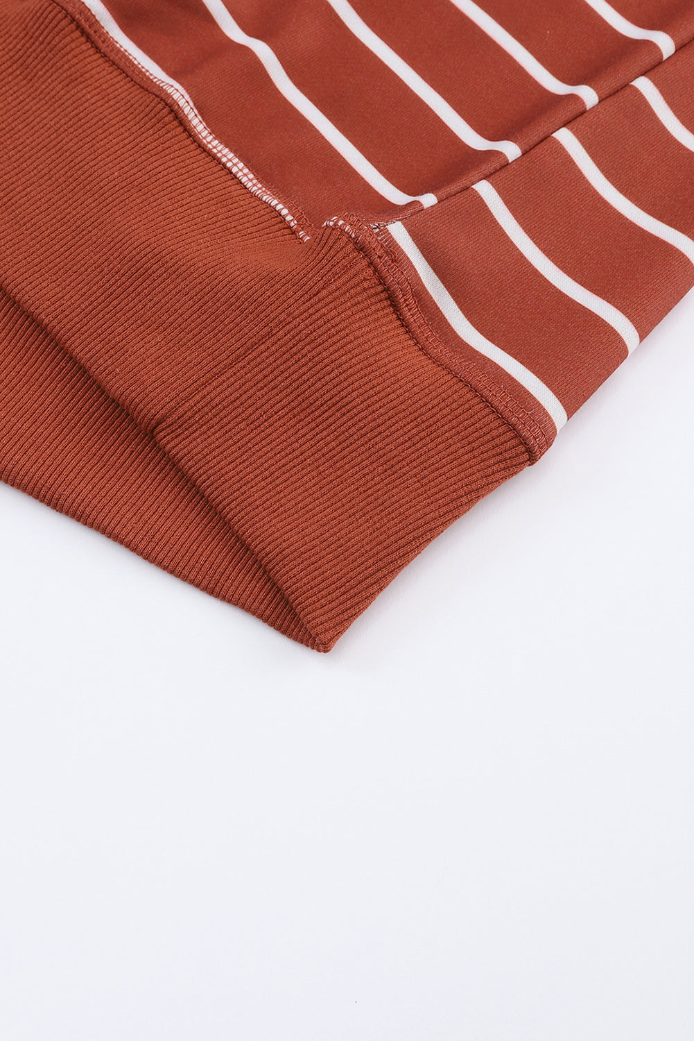 Women's Striped Rib-Knitted Trim Long-Sleeve Top