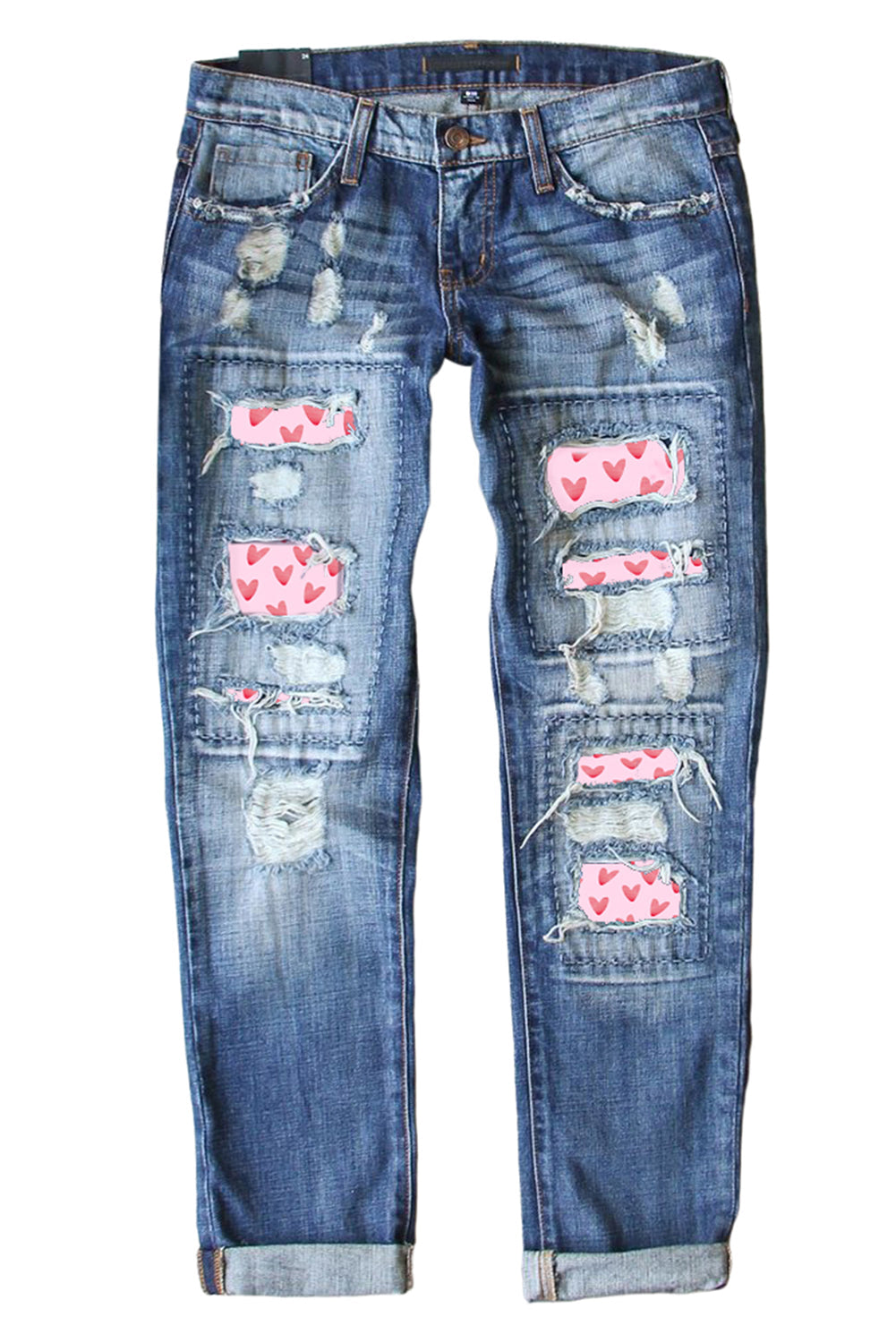 Women's Heart Patchwork Valentines Day Jeans
