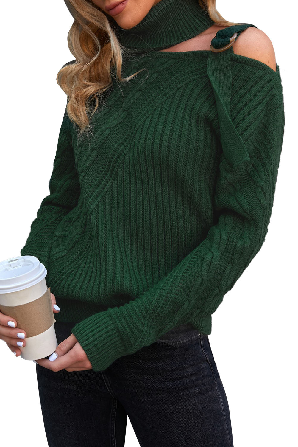 Women's Strapped Turtleneck Sweater