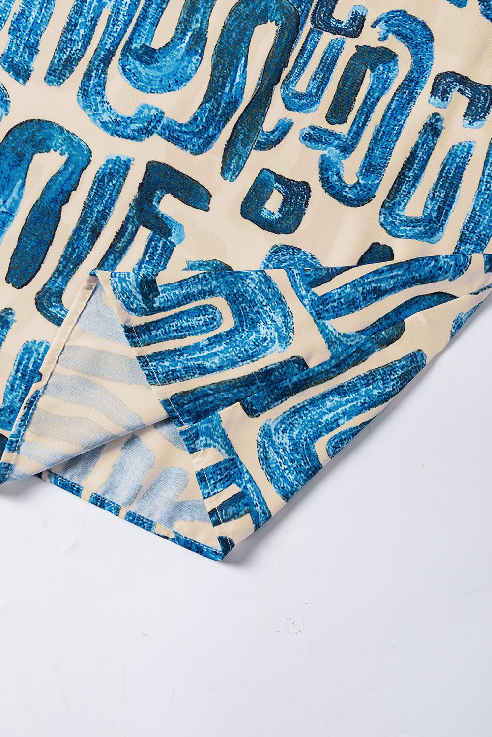 Women's Top with Frill-Trimmed Neck Printed