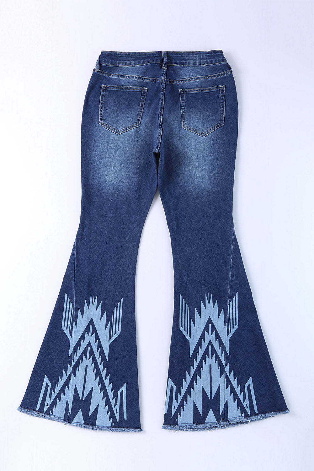 Women's Flare Jeans with Western Pattern High-Rise Rise