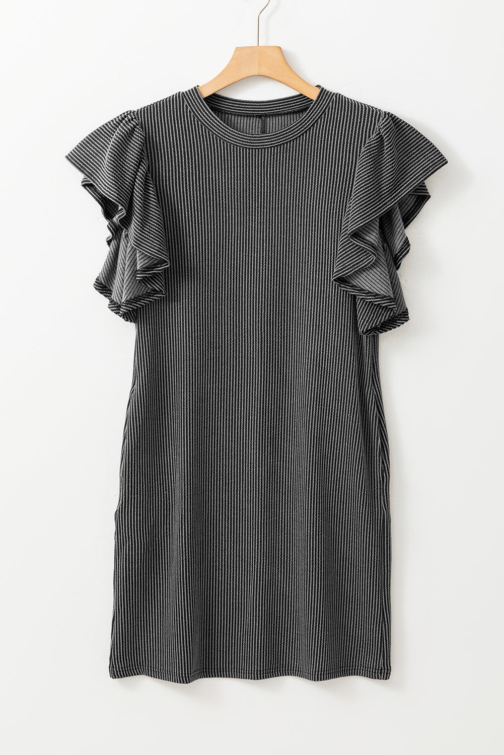 Women's Mini Dress with Textured Ruffle-Trimmed Flutter