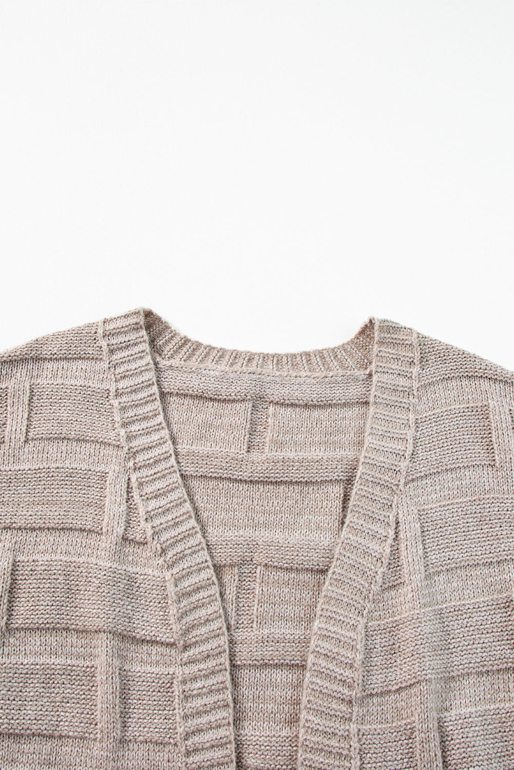 Textured Knit Open-Front Polished Cardigan Featuring Pockets