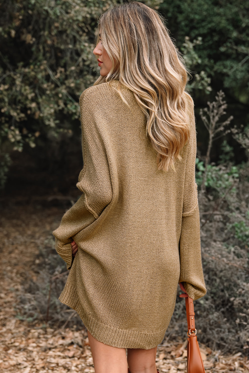 Drop-Shoulder Slouchy Oversize Slouchy Knit Top Dress