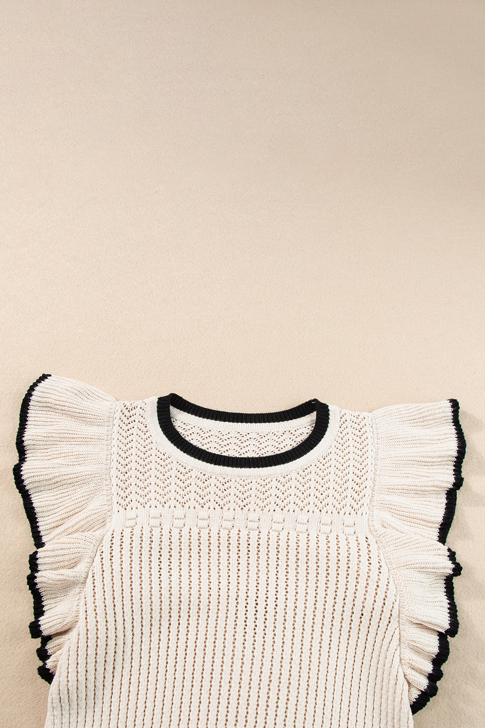 Women's Tank Top Featuring Crochet Eyelet Flounce