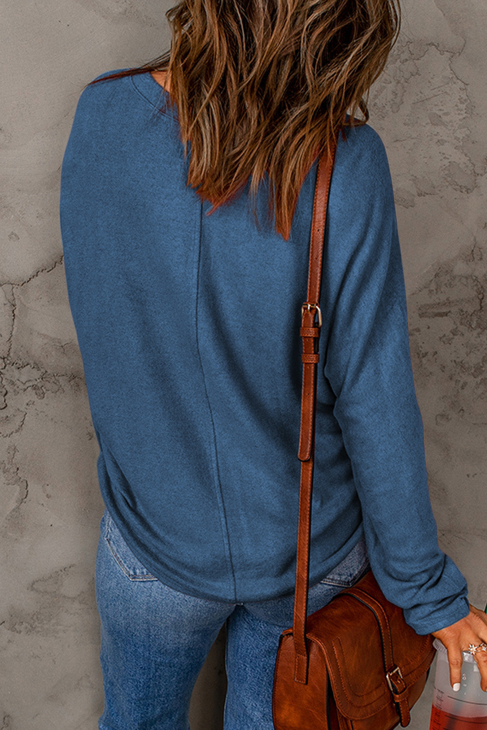 Fiery Solid Patchwork Long-Sleeved Top