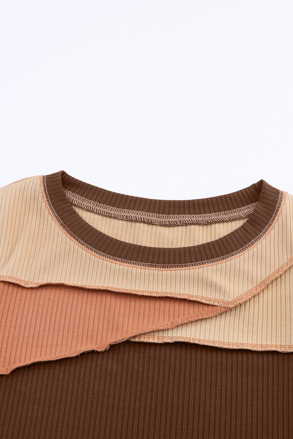 Women's Knit Top Featuring Rib-Knitted Expose Seam