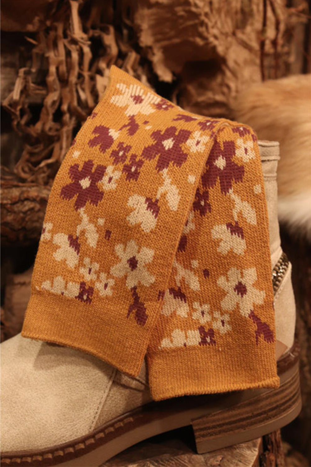 Floral Pattern Retro Pattern High Ankle Socks