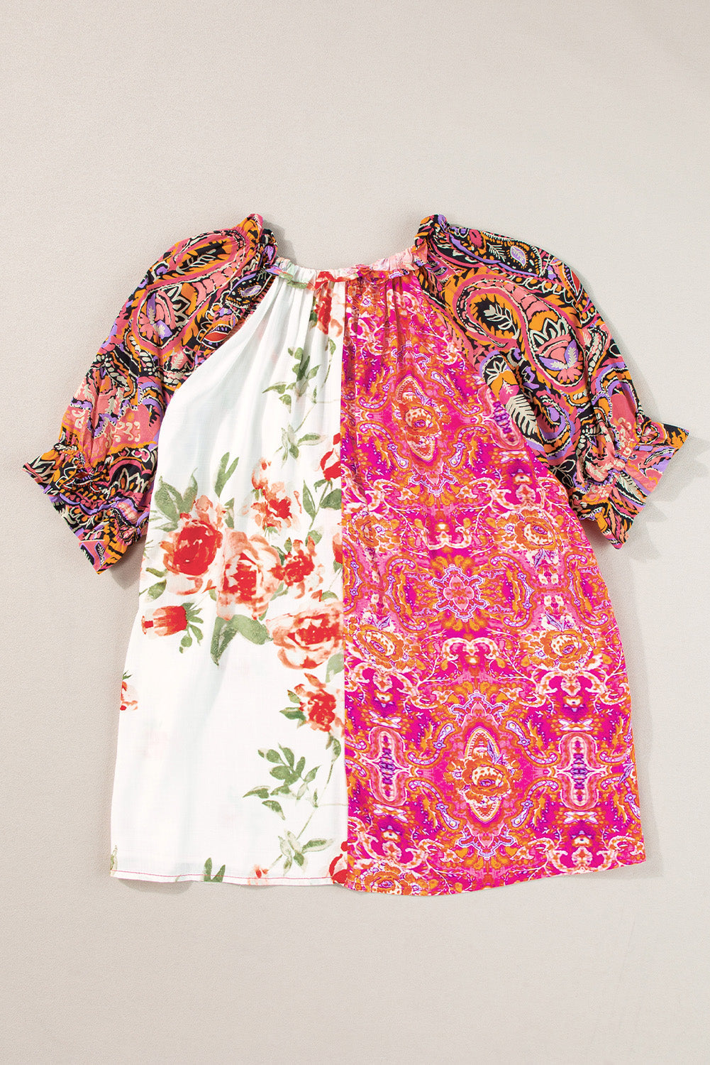 Women's Floral-Print Button-Front Bohemian Blouse
