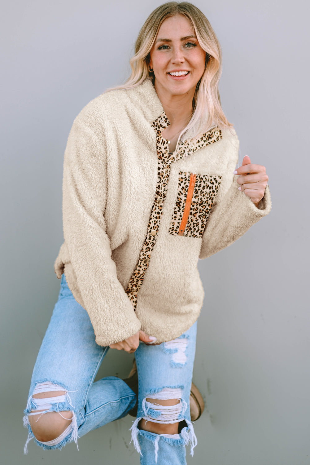 Women's Patched Zipped Fleece Jacket