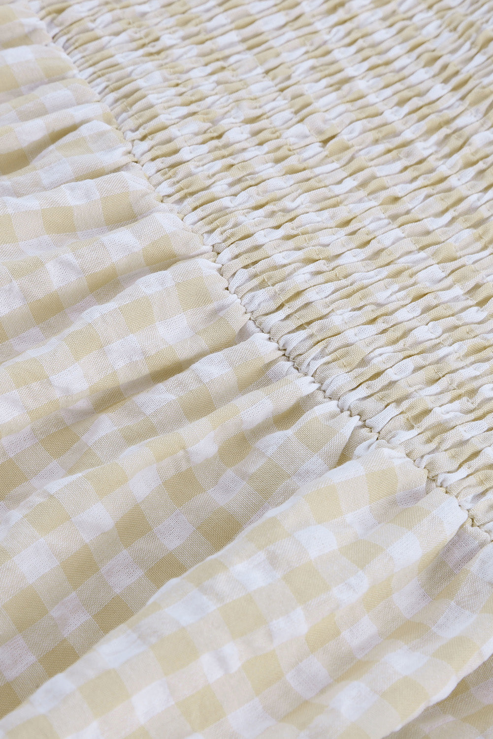 Maxi Dress for Women Plaid Ruffle-Trimmed Sleeve Shirred