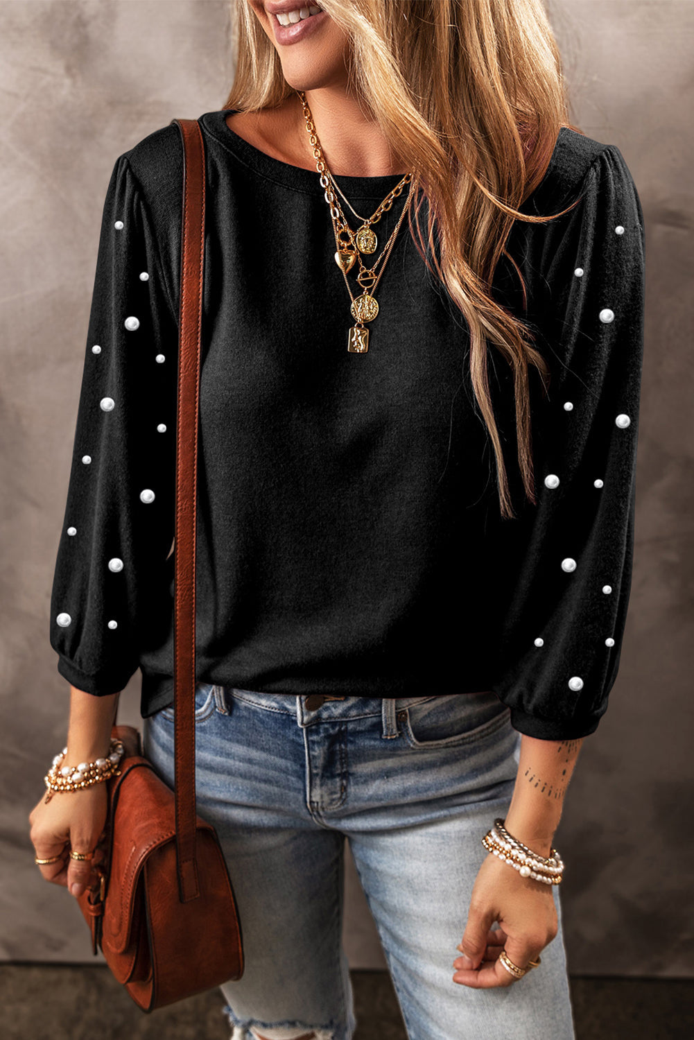 Women's Crew Neck Three-Quarter Sleeve T Shirt