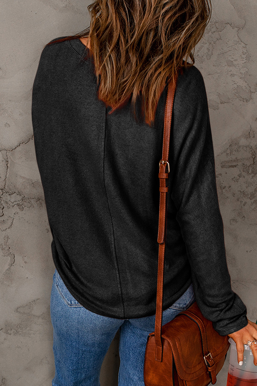 Women's Top Featuring Solid Color Long-Sleeve