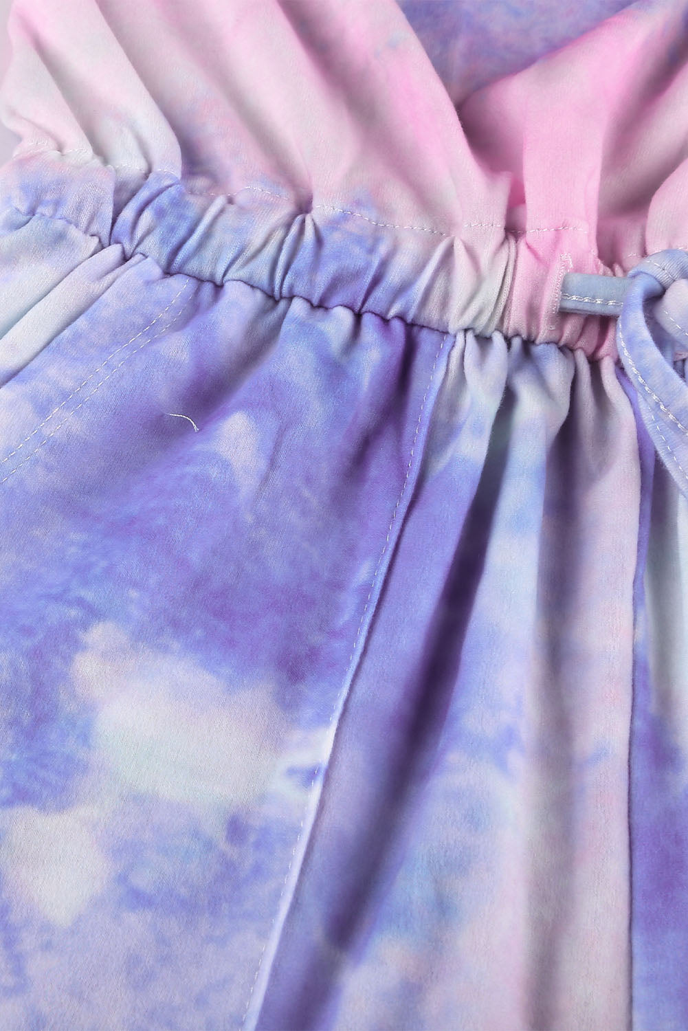 Romper for Women Tie Dye Short-Sleeve Knitted Multicolor Pocket-Detail