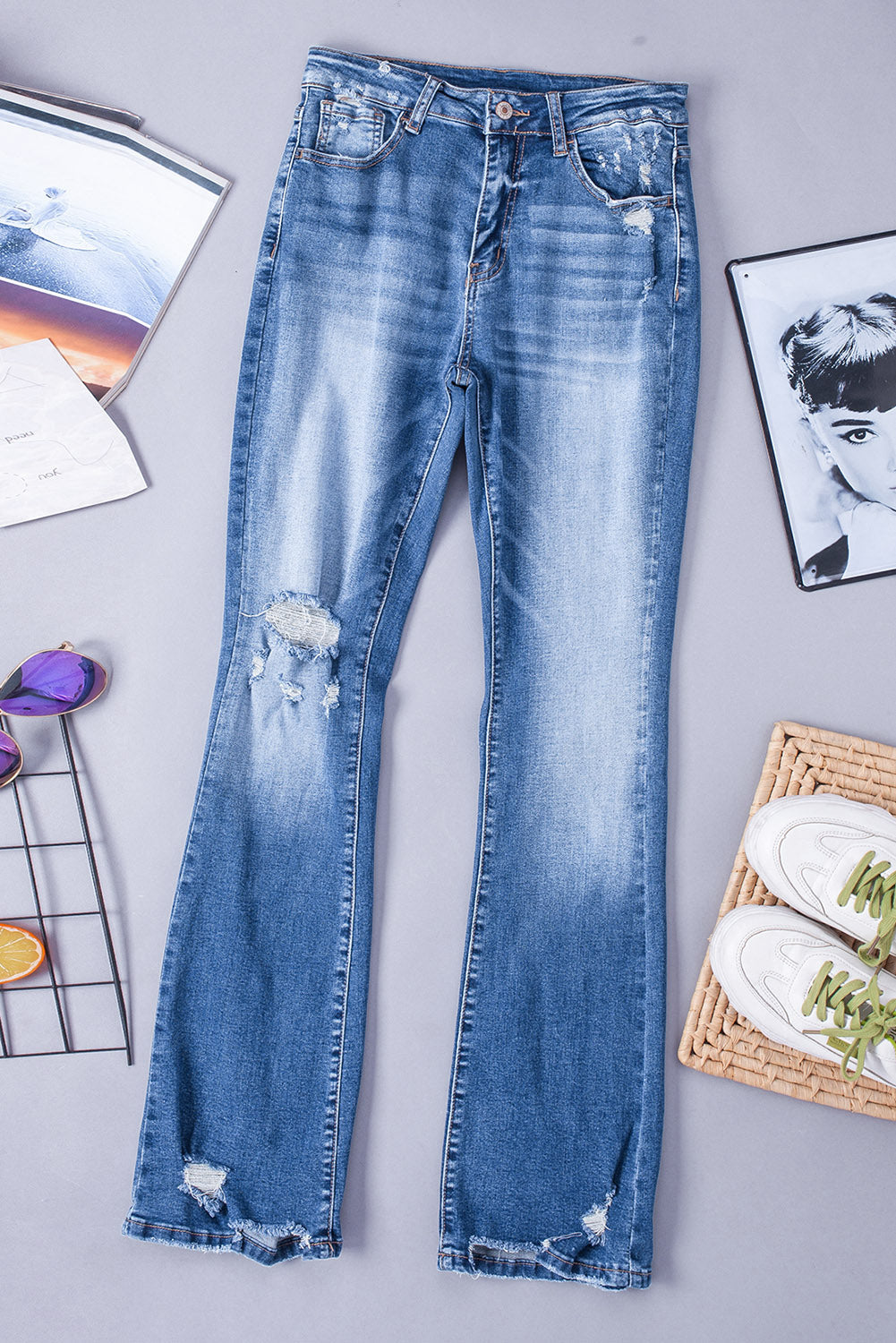 Women's Distressed Flare Jeans