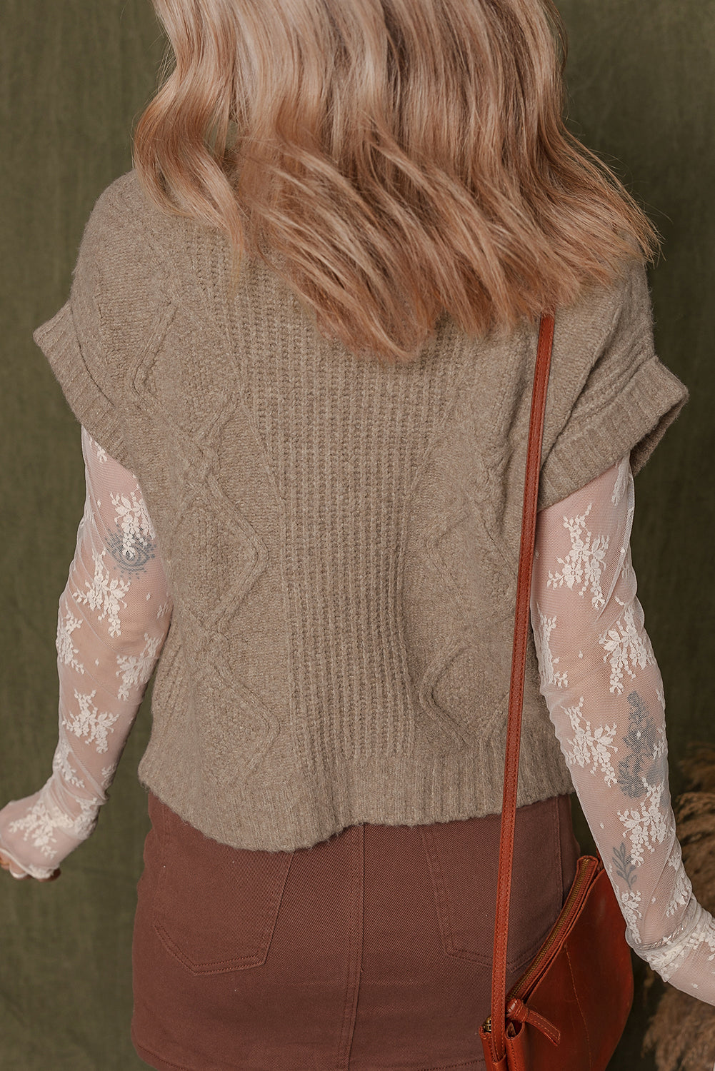 Knit High Textured High Neck Knit Top T Shirt in Smoke Gray