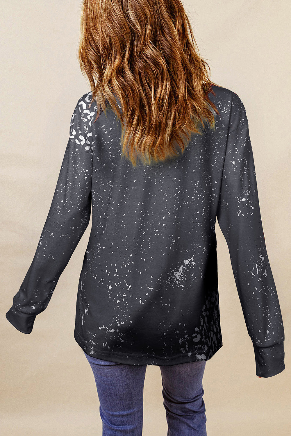 Women's Retro Bleached Leopard-Print Spot Pullover