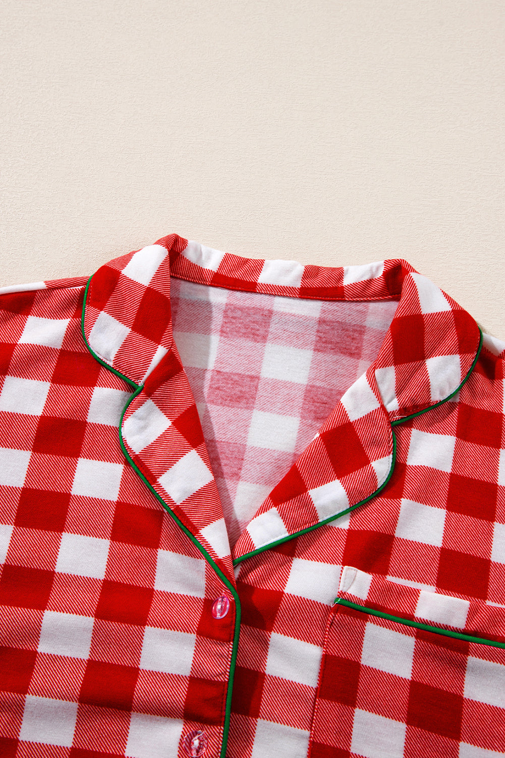 Print Christmas Plaid Shirt and Pants Pajama Set