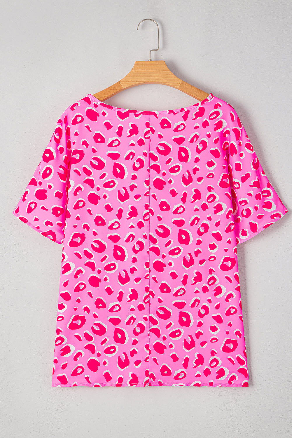 Leopard V Neck Loose Short Sleeve Top